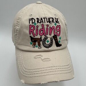 NEW I'd Rather Be Riding Hat Kbethos‎ Vintage Distressed Baseball Cap Equestrian